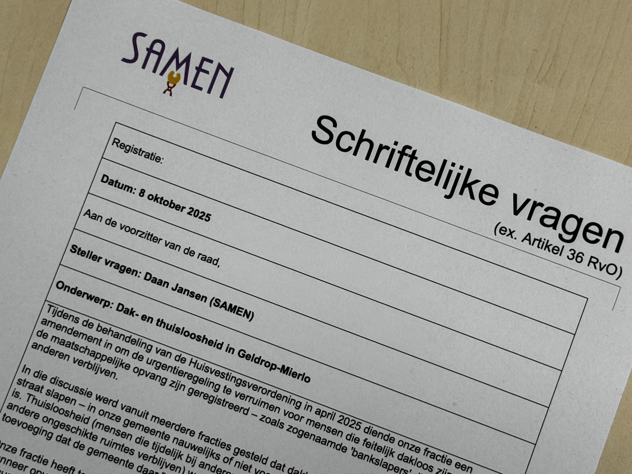 schriftelijke vragen gemeenteraad Geldrop-Mierlo open bestuur democratische controle